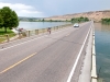 Juliana Buhring on her quest to be the first woman to cycle around the globe crossing the Snake River near the city of Hagerman in southern Idaho