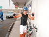 Juliana Buhring on her quest to be the first woman to cycle around the globe waiting out a thunderstorm in the city of Bliss in southern Idaho